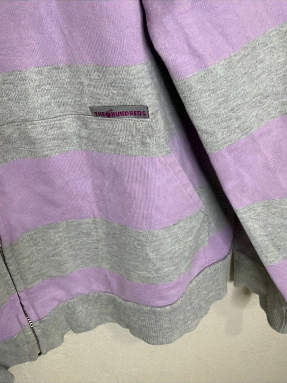 The Hundreds Men’s  Hoodie  plaid Gray  Purple Full Size Large Hooded